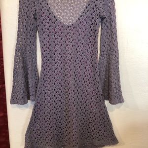 Crochet bell sleeve dress with slip